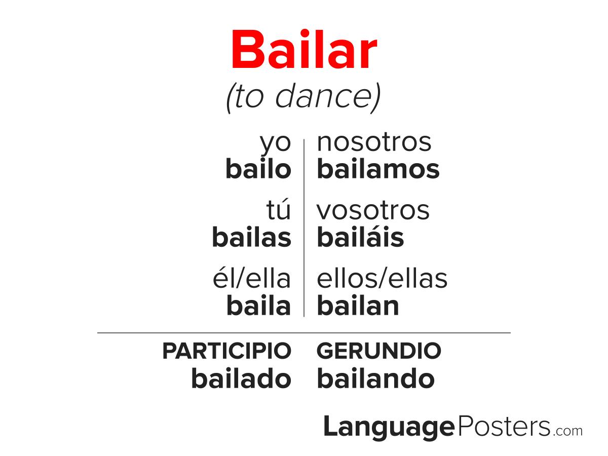 Bailar Conjugation - Conjugate Bailar in Spanish – LanguagePosters.com