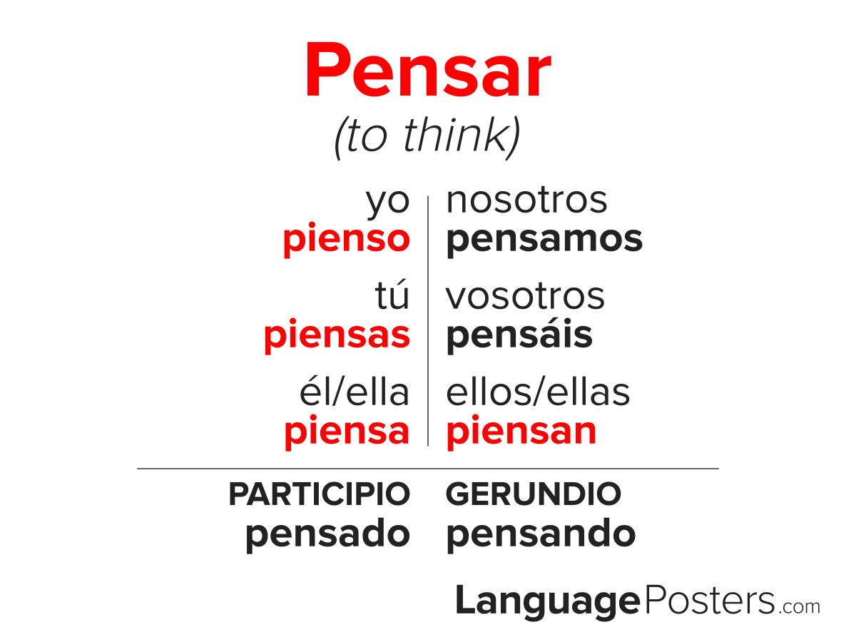 Pensar Conjugation Pensar Spanish Irregular Present Tense Verb